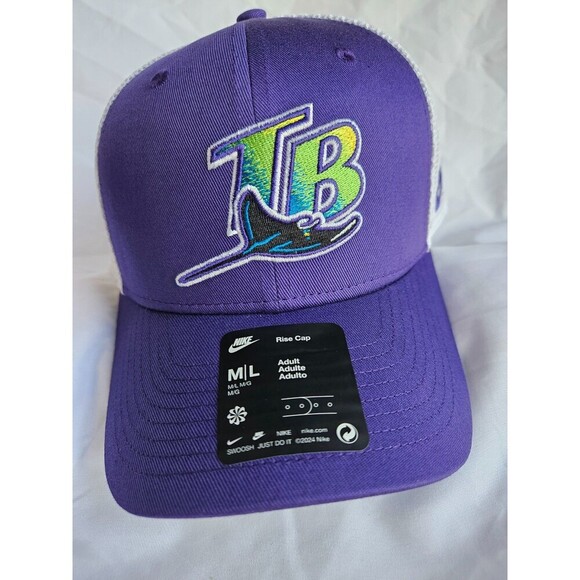 Tampa Bay Rays MLB Nike Rise Purple/White Adjustable Trucker Hat - SIZE: M/L - Picture 5 of 5